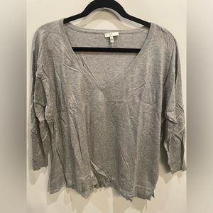 Joie silver v neck lightweight sparkle sweater